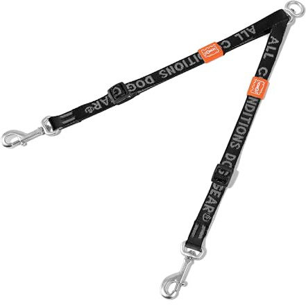 HOWGO Double Dog Leash, No Tangle 360° Swivel, Adjustable Two Padded Handles, Double Clip Dog Leash Coupler Splitter Breeds (Black, 4/5'' x 0.9 FT, Ultralight)