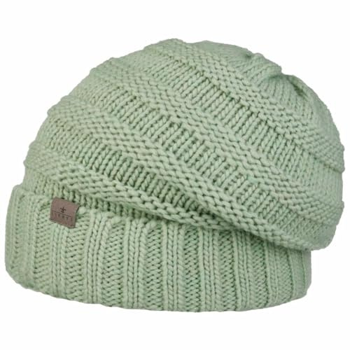 Lierys Jil Oversize Stickad Mössa by Damer/Herrar - Made in Germany vintermössa beanie lång med foder, Oversize, Vinter höst-vinter - One Size mintgrön
