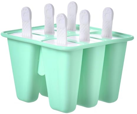 Stampi per Gelato, Stampi Ghiaccioli, Stampo Silicone Gelato Stecco, DIY Stampi Riutilizzabili di Gelati, 6 Cavità Stampi per Ghiaccioli in Silicone, per Bambini Adulti Realizzare Ghiaccioli al Gelato
