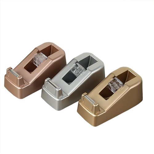 Yufocusqc Kleiner Tisch-Klebebandabroller, strapazierfähig, niedlicher Tisch-Klebebandabroller mit beschwerter, rutschfester Unterseite, geeignet für 2,5 cm Kernband (Silber)