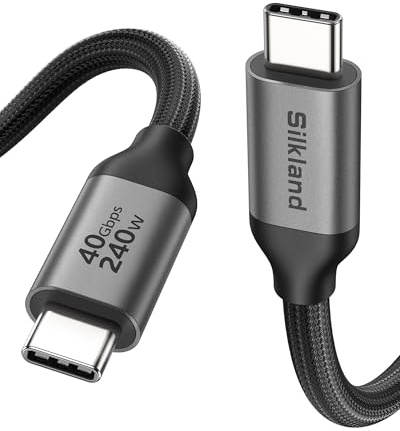 Silkland USB-C Datenkabel Kurz 0,8M, 40Gbps USB4, 240W PD 3.1 Schnellladen | 8K/6K/Dual 4K, HDR, MST, geflochtenes USB-C Kabel für Thunderbolt 5/4/3 Dock, MacBooks, iPhone17/16, Monitor, SSD, Tablet