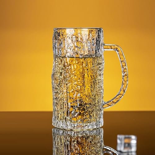 Bafnsiji Tazas de Cerveza de Vidrio 2pcs, Vasos de Cerveza Grandes Pesados, Fiesta Pub Bar Estilo Vidrio Grueso con Mango, Taza de Cerveza clásica, Taza de Cerveza de congelador sin Plomo,480ml