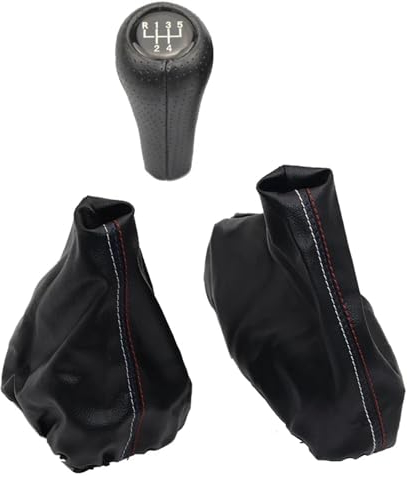 Schaltsack Schaltmanschette Für 3er E36 E46 E39 Schalthebelmanschette Handbremsgriffe Auto Anti-Rutsch-Parkhandbremsmanschette Und Schaltknauf Schaltkopf(Farbe:5 Speed Set)