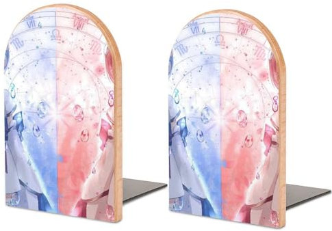 Tilivyx 1 Paar Buchstützen, Für Heimdekoration, Hölzernes Design, Wohnzimmer, Schlafzimmer, Büro, Küche, rutschfeste Buchstützen Anime Mädchen Cartoon (171) 12.8 * 8.0 * 2.5 cm