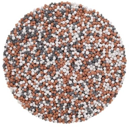 QUARKZMAN 3 Paquets de Perles de Remplacement pour Pomme de Douche 1-2mm Perles de Filtre de Douche Perles de Pierre Minérale de Remplacement, Blanc, Gris, Orange