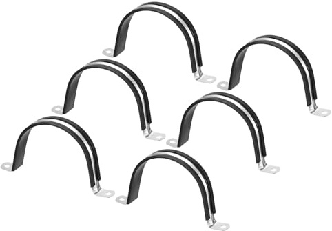 Unifizz 6Pcs 100mm(3-15/16) Cable Clamp, Rubber Cushioned Insulated Clamp 304 Stainless Steel U Shape Bracket Metal Hose Clamp Tube Holder for Pipe Wire Tube