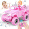 HappyGoLucky Remote Control Car for Girls, Pink RC Car with Doll, Toys for 3 4 5 6 7 8 9 10 Year Old Girls Gifts RC Jeep SUV Gifts Presents