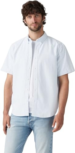 Levi's Herr Short Sleeve Authentic Button-Down Shirt Waylon Stripe Della Robbia Blue Blue XL