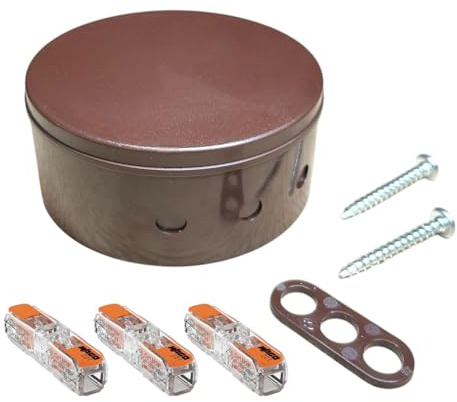 Profi-Set Verteilerdose Braun inkl. 3x Durchgangsklemme 221-2411 u. Befestigungszubehör ø 70x32mm Aufputzdose Anschlussdose Baldachin Deckendose