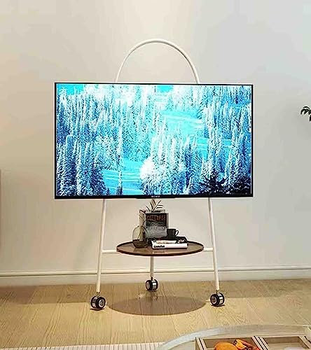 SQMGFA Soporte de TV de Acero Inoxidable, Carrito extraíble con Ruedas, se Adapta a televisores de 32 a 75 Pulgadas, para Interiores y Exteriores, Soporte de TV portátil (Blanco) (Acero i