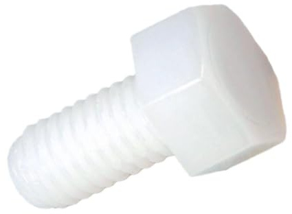 Viti Testa Esagonale/Bulloni in Plastica (Nylon 6.6), Filettatura Metrica Conforme alla Normativa DIN 933, Fissaggio Industriale e Domestico - M6X30 - Bianco - 20 pezzi - Plastic Hardware Store