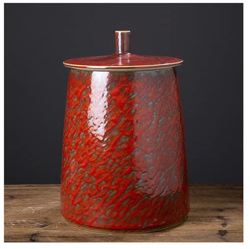 ZYYLIVR Contenedor De Arroz, Recipiente De Cerámica para Arroz con Tapa Hermética, Dispensador De Cereales, Almacenamiento De Alimentos, para Harina, Café, Legumbres(Red,23 * 27cm/9 * 10.6in)