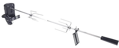 CHFUNE Set di spiedo elettrico in acciaio inox, con 2 aghi da carne, motore, cavo USB e collegamento adattatore, 104 cm, girarrosto girevole regolabile