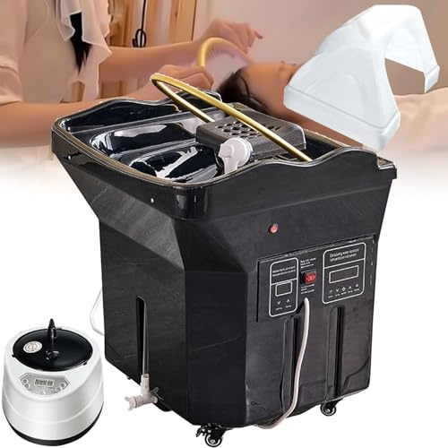 JJENXYYDS Bac à Shampoing Spa Japonais 60 L à Circulation d’Eau | Double contrôle, fumigation et luminothérapie pour salon de coiffure, institut de beauté et soins capillaires,Noir,Série 2