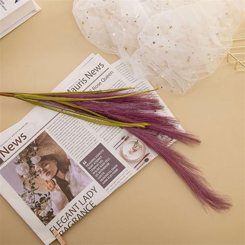 BESTORI 8 Piezas Pampas Secas Decoracion 100cm Grand Plantas Secas Boho Flores Secas de Caña Flores Artificiales para Bodas Decoración del Hogar, Rojo Vino