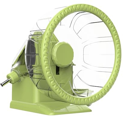 Ruota 4 in 1 per Criceto, Casa per Criceto con Ruota per Corsa, Ciotola per Cibo, Bottiglia d'Acqua e Nascondiglio, Giocattoli per Esercizio e Corsa per Piccoli Animali (Verde, 19.5cm)