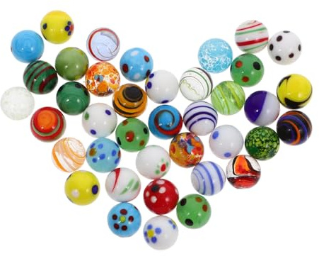 CVUTOVO 38 Stück Kleine Bunte Glasmurmeln Aus Robustem Glas Für Kinder Murmelspiel Aquarien Dekoration