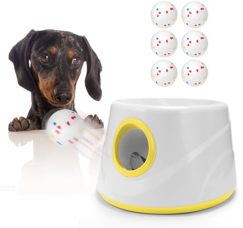 AIRSHOOTER Automatischer Ballwerfer für Hunde, Ballwerfer für Hunde, 5,8 cm, 6 Stück (gelb)