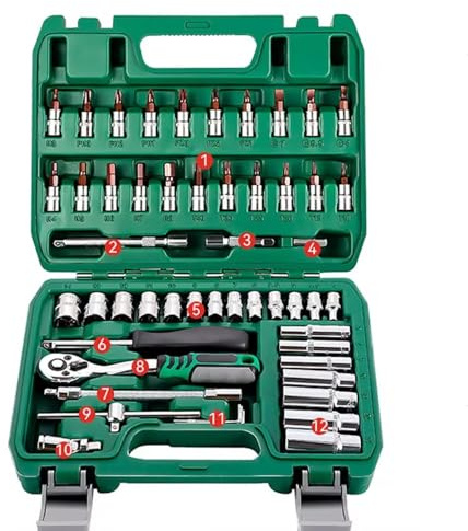Juego de llaves de vaso Juego De Llaves De Trinquete Con Enchufe De Accionamiento 53 Uds Trinquete Reversible Con S2 Y Enchufes Kit Reparación De Automóviles Para El Hogar