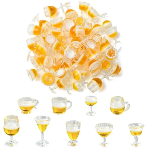 Airssory 50 figuras en miniatura de estilos mixtos, botella de cerveza 3D, adorno acrílico, divertido mini vaso de bebida para bricolaje, joyería, decoración, manualidades, hogar, oficina, escritorio