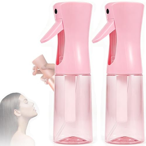 HAJXXMM Spray Bottle, 2PCS Continuous Fine Mist Water Spray Bottle, Refillable Spray Bottles for Hair, Cleaning, Skin Care, Pet Grooming, Plants Care, 200ml - Pink