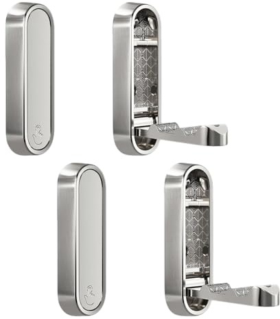 Generisch Kleiderhaken Klappbar 4er Set – Garderobenhaken Klappbar Silber aus Zinklegierung, Wandhaken Klappbar für Flur, Bad & Küche, Klapphaken Garderobe für Jacken, Handtücher & Taschen