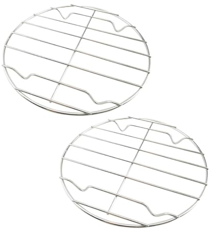BESTOMZ Parrilla de Barbacoa Redonda de Acero Inoxidable, 2 Piezas, 22 Cm | Plata, Ligera y Fácil de Transportar, para Actividades de Barbacoa al Aire Libre