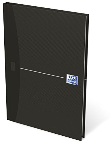 OXFORD Gebundenes Buch A5 kariert 96 Blatt Notizbuch mit abtrennbaren Ecken schwarz Geschäftsbuch Tagebuch Kladde Journal Skizzenbuch, 1 Stück