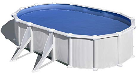 Piscina Gre KITPROV508 Atlantis - Piscina de Acero Elevada,Ovalada con Aspecto Acero Blanco. Piscinas Desmontables para Jardín 500 x 300 x 132 cm.