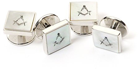 The Masonic Collection - Perlmutt-Ohrstecker – Silber rhodiniert – Lieferung in Chrom-Manschettenknopf-Box – ein nützliches Geschenk Accessoire für Freimaurer