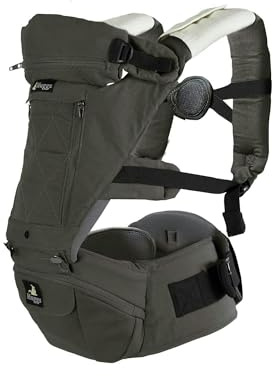 Abiie HUGGS Baby Carrier 3-Months to Toddler with Hip Carrier - Convertible 4-in-1: Front Facing, Inward Facing, Hip Seat, Back Carry - Ergonomic Lumbar Support, Neck Support, Safety Approved