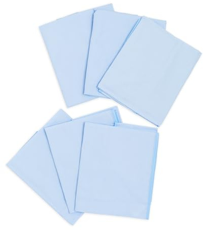 Ti TIN | Lot de 6 Draps Housses pour Lit Enfant/Bébé, 52x132 cm | pour Lit Empilable et Transportable - Drap Housse Respirant et Réglable - École et Garderie - 100% Coton - Couleur Bleu