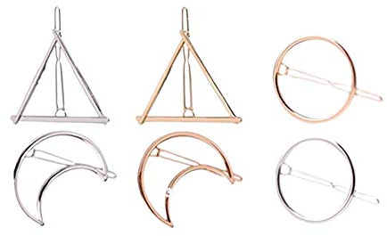 Xiton Haarklammer Trendy Spangen 6 Stück Hohl Geometric Metall Hairpin einfache Haarspange Klemmen mit Kreis Dreieck und Mond Hairpin Set