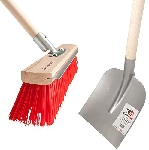 Praktischer Straßenbesen und Holsteiner Schaufel - 40 cm breit, Holzstiel 130 cm lang - Perfekt für Draussen von SHW-FIRE