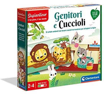 Clementoni - 16376 - Sapientino - Genitori e Cuccioli, Gioco educativo Bambini 2 Anni - flashcard Animali - Play for Future - Made in Italy