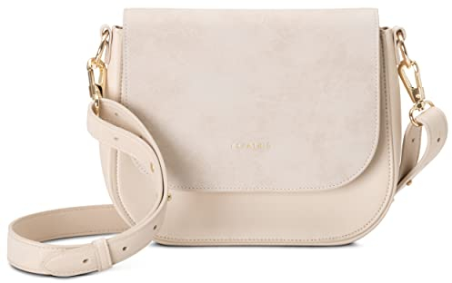 Expatrié Umhängetasche Damen Klein Beige - Louise Medium - Moderne Crossbody Bag aus Veganem Leder - Tasche für City Ausgehen - Verstellbarer Schultergurt