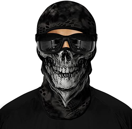 ShopINess Balaklava Dödskalle 3D UPF 40+ i Mikrofiber för Motorcykel Skidor Snowboard Cykling | Andningsbar Skidmask för Halloween Karneval och Utomhussport - (Vit)