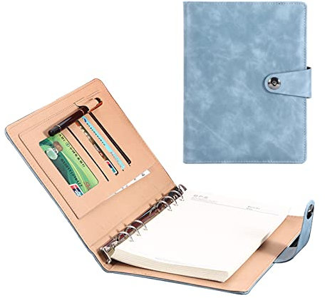 Schreibmappe A5 Konferenzmappe Geschäfts Notizblock Ringbuch Mit 4 Visitenkartenfächer Personal Dokumentenmappe Für Damen Herren Schreibblock Notizen Business (Color : Blue 2)