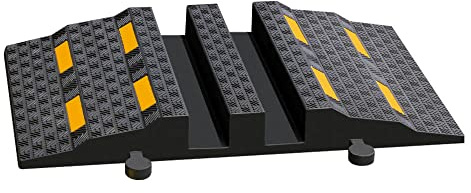 TMS PRO SHOP Kabelbrücke XXL, Vollgummi, bruchsicher, schwarz, reflektierend, 50 x 85 x 9 cm aus Kautschuk, Art.-Nr. 609709 | Kabelkanal | Kabelführung