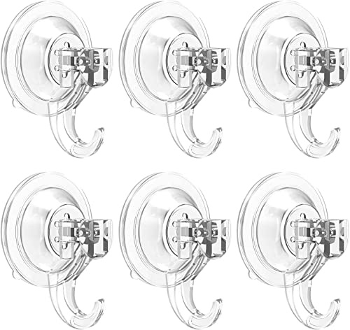 Elegear Lot de 6 Crochet Ventouse Puissante 3 kg (max), Crochet Sans Percage pour Salle de Bain, Douche, Cuisine, Fenêtre, Crochets Plastique Amovible Résistant, Porte Serviette Ventouse, Transparent
