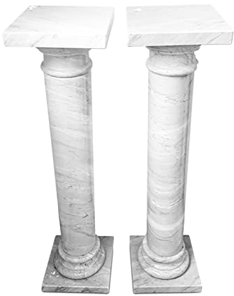 1 Paar Säulen aus weißem Carrara-Marmor, klassisches Design, italienisches Marmormuster, Höhe 100 cm