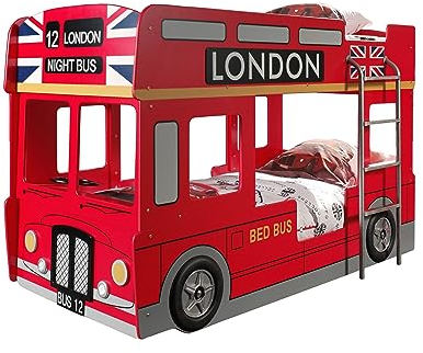möbelando Autobett >Autobett< in Rot aus MDF - 215x132x96cm (BxHxT)