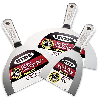 Hyde Drywall Knife Set, Paint Scraper Tool Set - Premium Full Metal 4'' 6'' & 8'' Joint Knife: Professional Grade, Ergonomic, Rust Resistant, Drywall Tools