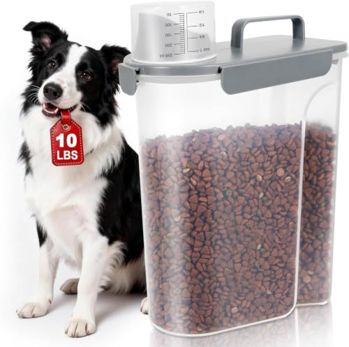 TBMax 5L Dog Food Storage Container for Dry Food with Measuring Cup & Lid | Portable Pet Food Container,Good-Sealed, Moisture-proof,Durable