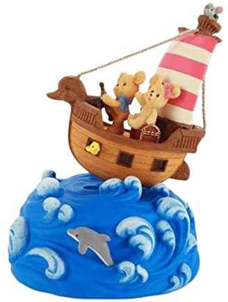 ASHSDI Spieluhr Musikbox, Bear Nautical Music Box Kann Wie EIN Surf-Uhrwerk Zittern. Kalte Porzellan-Spieluhr Für Geburtstag Musikspieluhr Spieldose