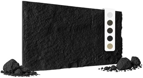 HEXIM Plattor med stenutseende, 120 x 60 cm, PU-väggbeklädnad, 0,73 kvm, 3D-paneler, krossad sten, dekoration, väggpaneler, stenplattor, stenvägg, för vardagsrum, svart (A002-06 Dark Black)