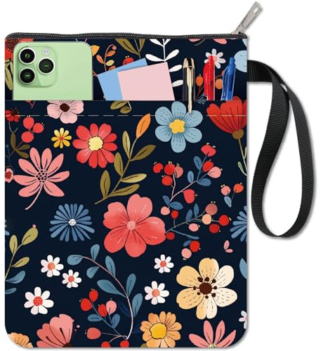 craspire Buchumschläge Mit Blumenmotiv Pflanzenbuchhülle Schwarzer Buchschutz Für Taschenbücher Waschbarer Buchumschlag Aus Stoff Mit Reißverschluss Und Zusätzlicher Ärmeltasche Für Buchliebhaber