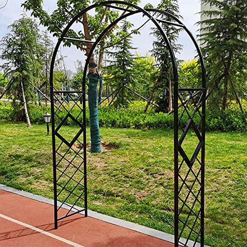 Arco da giardino in ferro battuto nero per piante rampicanti rampicanti griglia decorativa pergolato pergolato per giardino prato facile da installare (260 cm)
