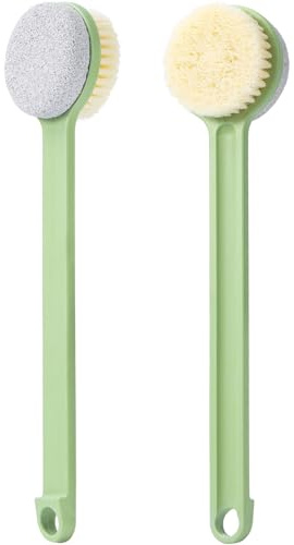 Beomeen Pietra pomice per piedi e doccia spazzola con manico lungo 35,6 cm, rimozione dei calli della pelle dura, spazzola 2 in 1 per la pulizia profonda e l'esfoliazione (dritta)