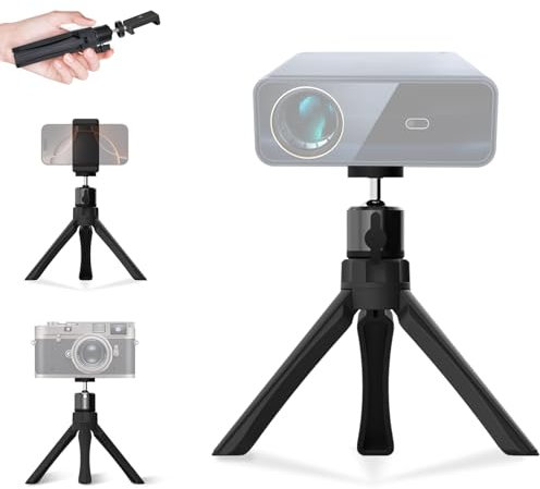 YUJUVI Beamer Ständer Projektor Mini Tischstativ mit 1/4'' Schraube und Telefonhalterung Mini Tripod Beamer Stativ Projektorständer für Kamera, Mini Beamer, Webcam, Handys